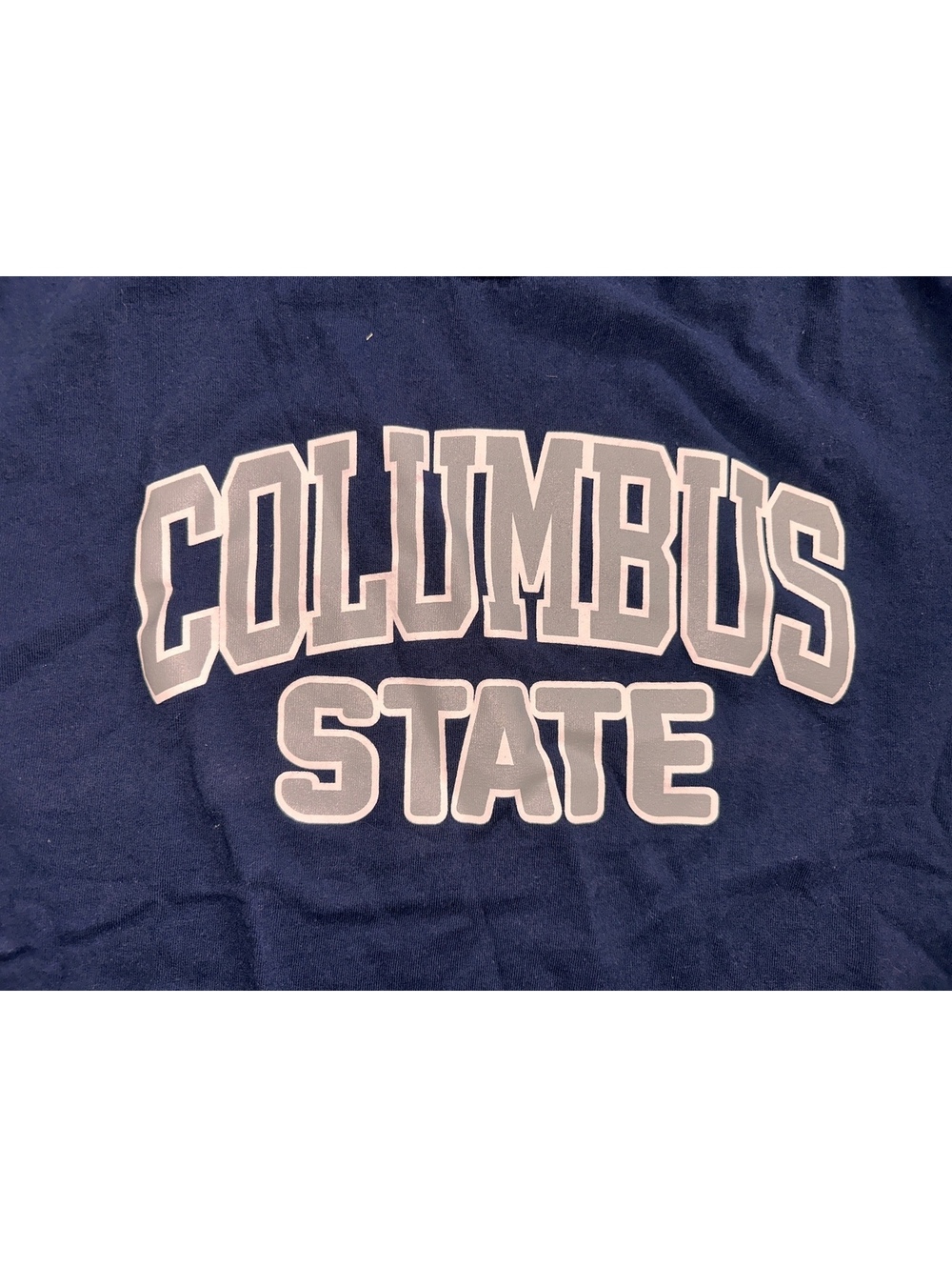 Vintage Medium Columbus State University Ohio Navy Graphic College Shirt